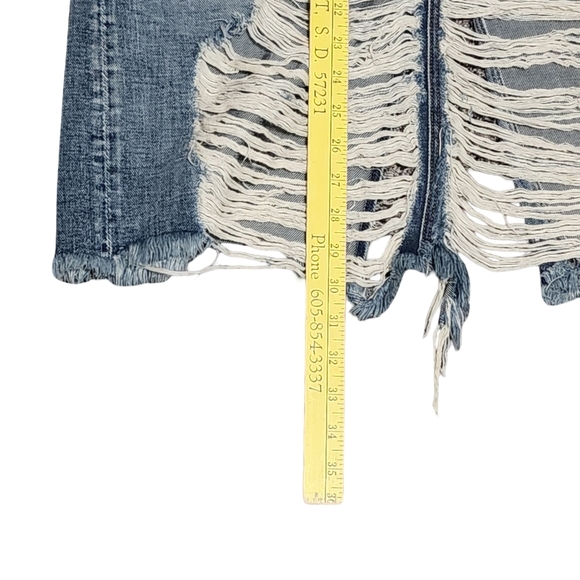 CULT OF INDIVIDUALITY Denim Skirt Womens Size 28 LONG Distressed Ripped Grunge - Picture 11 of 16